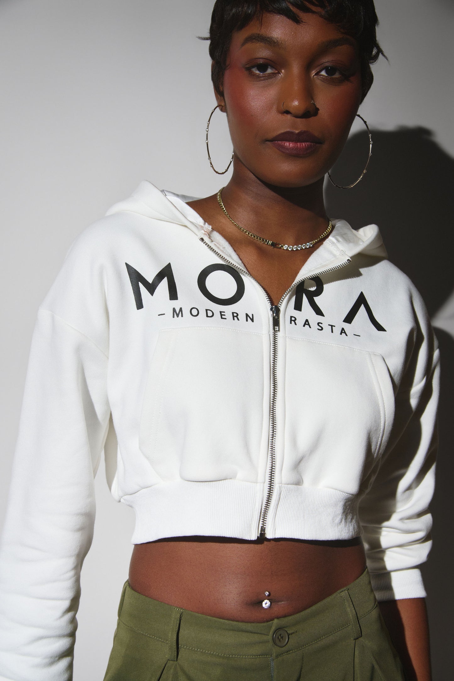 Soft Warm white Open-Back Hoodie