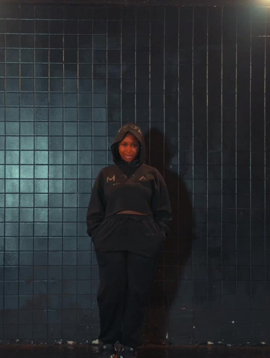Heavy Black on Black Open-Back Tracksuit
